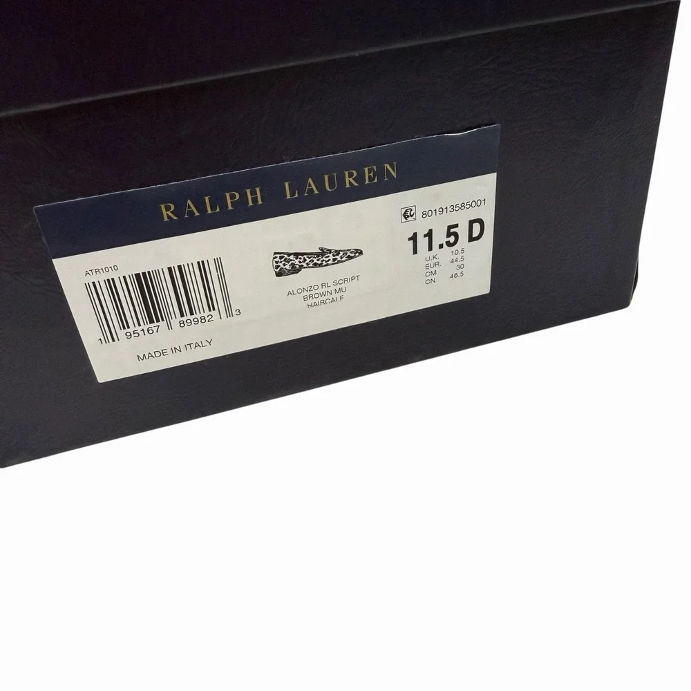 Ralph Lauren Purple Label NEW 11.5 D Calf Hair RL Script Alonzo Leopard Slippers